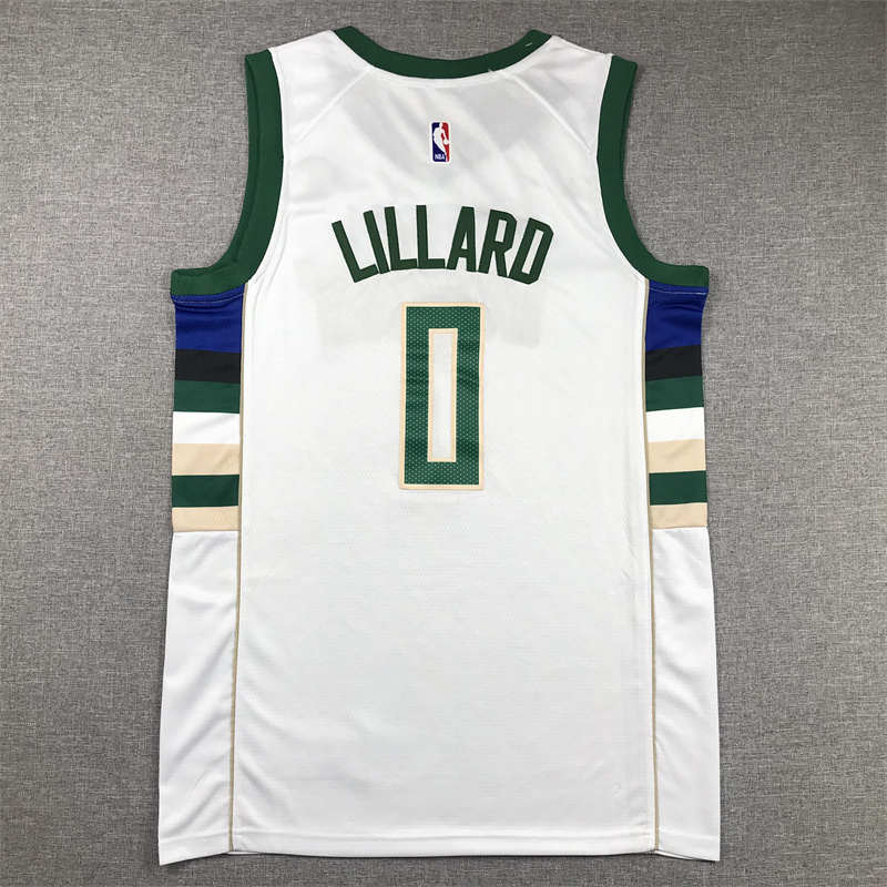 Men Milwaukee Bucks #0 Lillard White Nike 2025 NBA Jersey